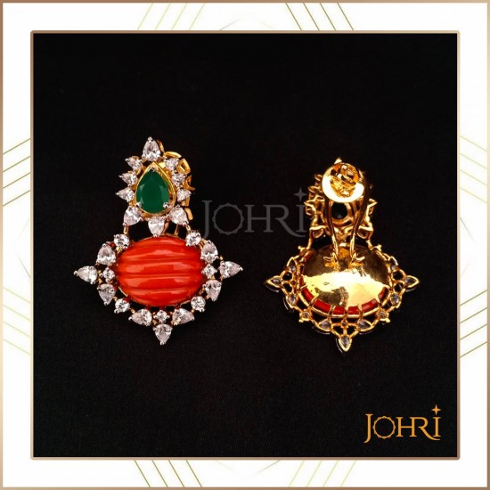 Buy Online Red Coral Crystal Pendant and Earrings Jewellery Set -  Shubhanjali