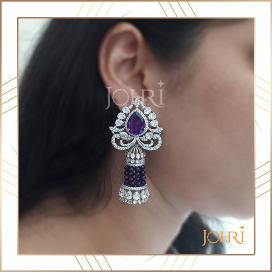 Amethyst diamond earring