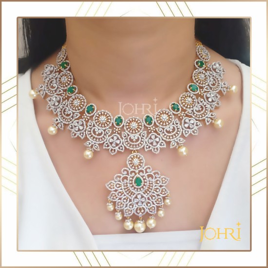 Emerald pearl necklace set